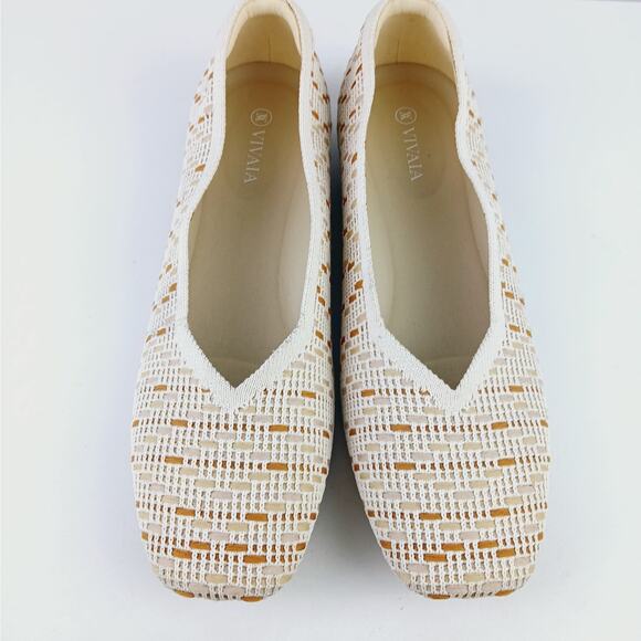 VIVAIA SZ 9 Margot 2.0 Square-Toe Flats Wide Feet Bunions Nature Crochet NWOT - Picture 5 of 9